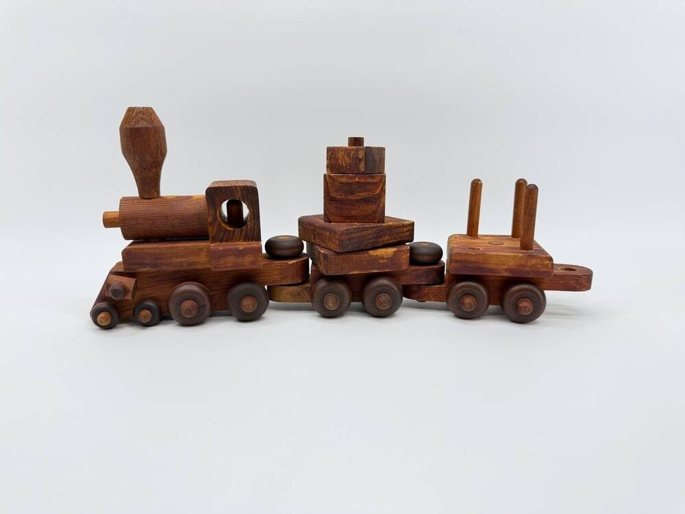 Vintage Wooden Toy Train Timber Tots Vermont Handcrafted 1.44 lb Wood